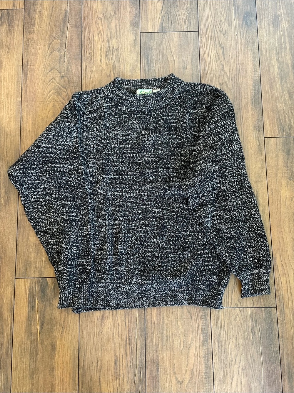 Vintage Black & Gray Marled Crewneck Sweater